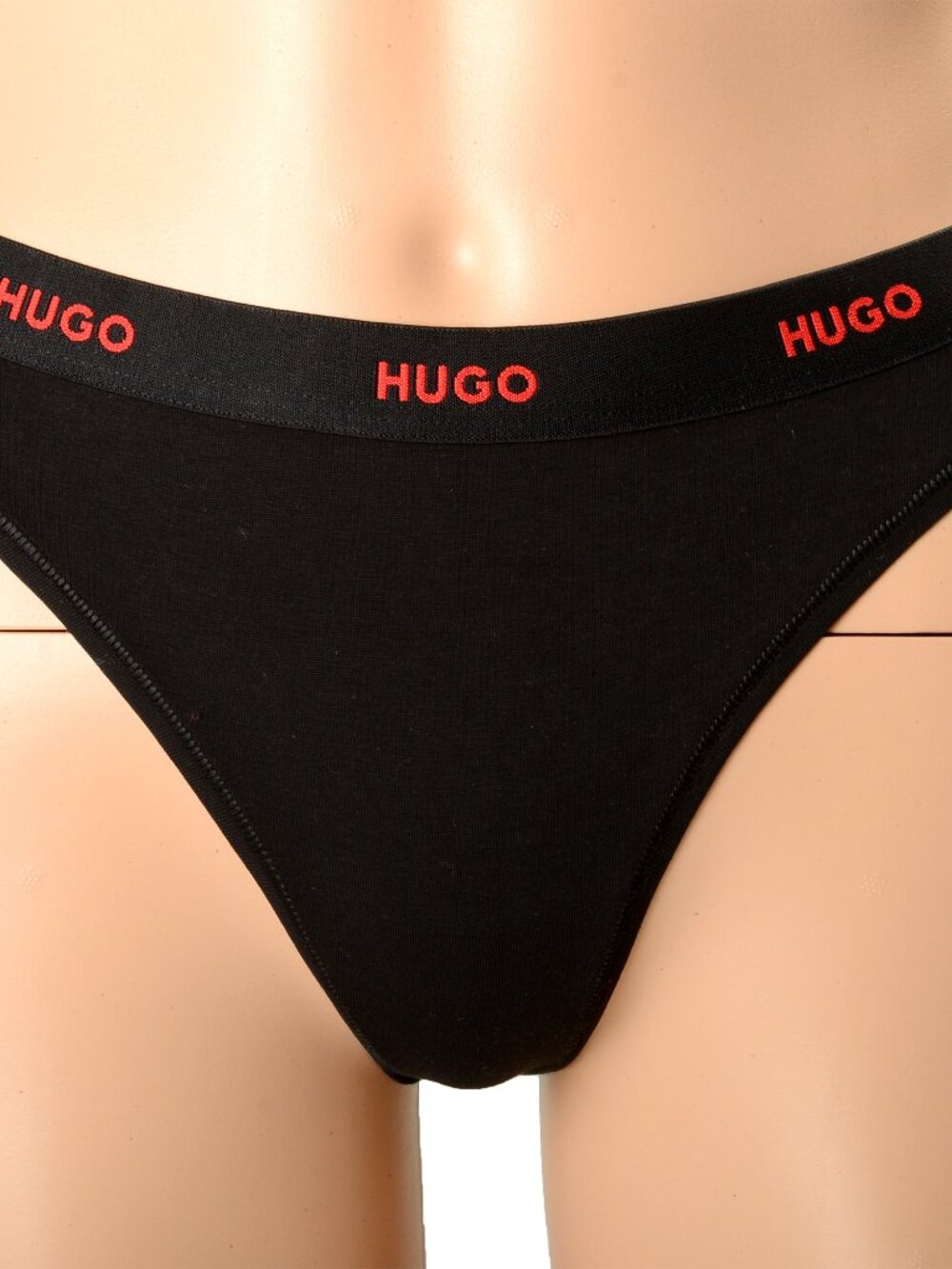 Hugo Boss Women's "Hugo ID Thong" Black Logo Stripe Thong Panties US S IT 40